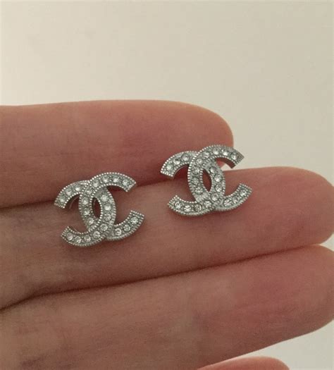 chanel cc silver stud earrings|real Chanel diamond earrings cc.